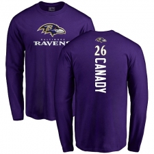 NFL Nike Baltimore Ravens #26 Maurice Canady Purple Backer Long Sleeve T-Shirt