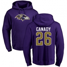 NFL Nike Baltimore Ravens #26 Maurice Canady Purple Name & Number Logo Pullover Hoodie
