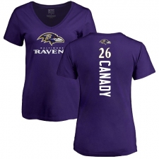 NFL Women's Nike Baltimore Ravens #26 Maurice Canady Purple Backer T-Shirt
