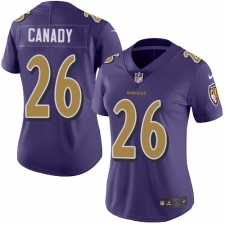 Women Nike Baltimore Ravens #26 Maurice Canady Limited Purple Rush Vapor Untouchable NFL Jersey