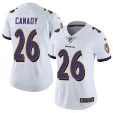 Women Nike Baltimore Ravens #26 Maurice Canady White Vapor Untouchable Limited Player NFL Jersey