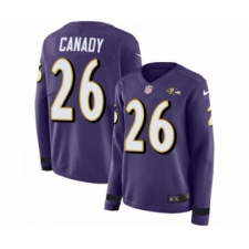 Women's Nike Baltimore Ravens #26 Maurice Canady Limited Purple Therma Long Sleeve NFL Jersey