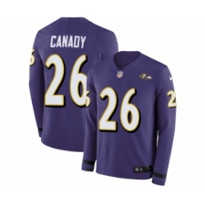Youth Nike Baltimore Ravens #26 Maurice Canady Limited Purple Therma Long Sleeve NFL Jersey