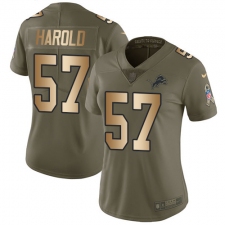 Women Nike Detroit Lions #57 Eli Harold Limited Olive Gold Salute to Service NFL Jersey