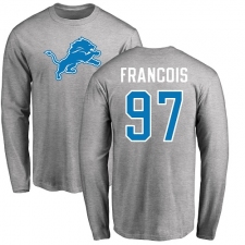 NFL Nike Detroit Lions #97 Ricky Jean Francois Ash Name & Number Logo Long Sleeve T-Shirt