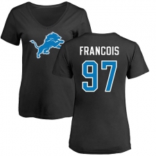 NFL Women's Nike Detroit Lions #97 Ricky Jean Francois Black Name & Number Logo T-Shirt