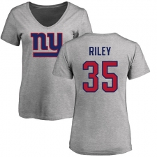 NFL Women's Nike New York Giants #35 Curtis Riley Ash Name & Number Logo T-Shirt
