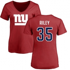 NFL Women's Nike New York Giants #35 Curtis Riley Red Name & Number Logo T-Shirt