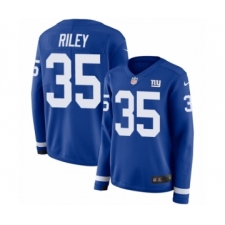Women's Nike New York Giants #35 Curtis Riley Limited Royal Blue Therma Long Sleeve NFL Jersey