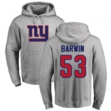 NFL Nike New York Giants #53 Connor Barwin Ash Name & Number Logo Pullover Hoodie