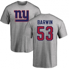 NFL Nike New York Giants #53 Connor Barwin Ash Name & Number Logo T-Shirt