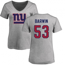 NFL Women's Nike New York Giants #53 Connor Barwin Ash Name & Number Logo T-Shirt