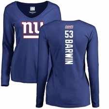 NFL Women's Nike New York Giants #53 Connor Barwin Royal Blue Backer Long Sleeve T-Shirt