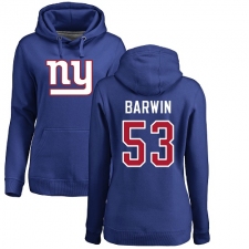 NFL Women's Nike New York Giants #53 Connor Barwin Royal Blue Name & Number Logo Pullover Hoodie