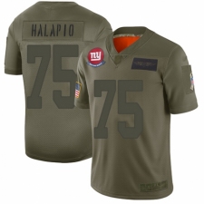 Men's New York Giants #75 Jon Halapio Limited Camo 2019 Salute to Service Football Jersey