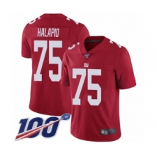 Men's New York Giants #75 Jon Halapio Red Limited Red Inverted Legend 100th Season Football Jersey