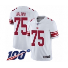 Men's New York Giants #75 Jon Halapio White Vapor Untouchable Limited Player 100th Season Football Jersey