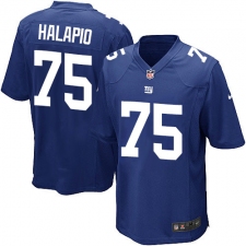 Men's Nike New York Giants #75 Jon Halapio Game Royal Blue Team Color NFL Jersey