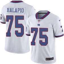 Men's Nike New York Giants #75 Jon Halapio Limited White Rush Vapor Untouchable NFL Jersey