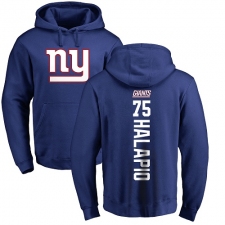 NFL Nike New York Giants #75 Jon Halapio Royal Blue Backer Pullover Hoodie