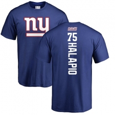 NFL Nike New York Giants #75 Jon Halapio Royal Blue Backer T-Shirt
