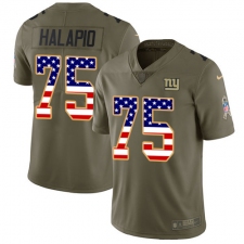 Youth Nike New York Giants #75 Jon Halapio Limited Olive USA Flag 2017 Salute to Service NFL Jersey