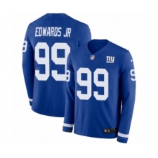 Men's Nike New York Giants #99 Mario Edwards Jr Limited Royal Blue Therma Long Sleeve NFL Jersey