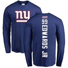 NFL Nike New York Giants #99 Mario Edwards Jr Royal Blue Backer Long Sleeve T-Shirt