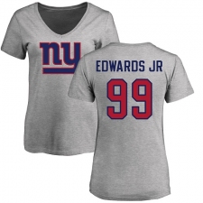 NFL Women's Nike New York Giants #99 Mario Edwards Jr Ash Name & Number Logo T-Shirt