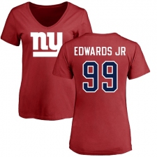 NFL Women's Nike New York Giants #99 Mario Edwards Jr Red Name & Number Logo T-Shirt