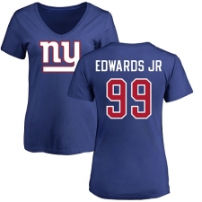 NFL Women's Nike New York Giants #99 Mario Edwards Jr Royal Blue Name & Number Logo T-Shirt