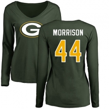 NFL Women's Nike Green Bay Packers #44 Antonio Morrison Green Name & Number Logo Long Sleeve T-Shirt
