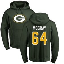 NFL Nike Green Bay Packers #64 Justin McCray Green Name & Number Logo Pullover Hoodie