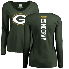 NFL Women's Nike Green Bay Packers #64 Justin McCray Green Backer Long Sleeve T-Shirt