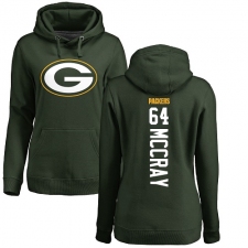 NFL Women's Nike Green Bay Packers #64 Justin McCray Green Name & Number Logo Pullover Hoodie