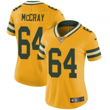Women's Nike Green Bay Packers #64 Justin McCray Limited Gold Rush Vapor Untouchable NFL Jersey