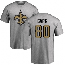 NFL Nike New Orleans Saints #80 Austin Carr Ash Name & Number Logo T-Shirt