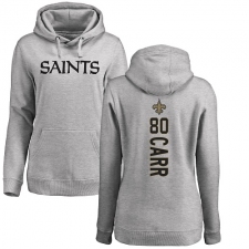 NFL Women's Nike New Orleans Saints #80 Austin Carr Ash Backer Pullover Hoodie
