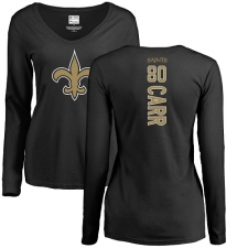 NFL Women's Nike New Orleans Saints #80 Austin Carr Black Backer Slim Fit Long Sleeve T-Shirt