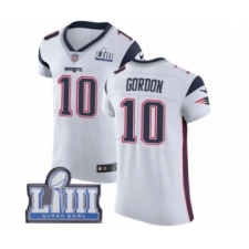 Men's Nike New England Patriots #10 Josh Gordon White Vapor Untouchable Elite Player Super Bowl LIII Bound NFL Jersey