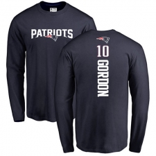 NFL Nike New England Patriots #10 Josh Gordon Navy Blue Backer Long Sleeve T-Shirt