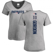 NFL Women's Nike New England Patriots #10 Josh Gordon Ash Backer V-Neck T-Shirt