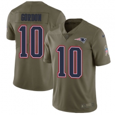 Youth Nike New England Patriots #10 Josh Gordon Limited Olive 2017 Salute to Service NFL Jersey