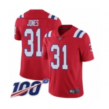 Men's New England Patriots #31 Jonathan Jones Red Alternate Vapor Untouchable Limited Player 100th Season Football Jersey