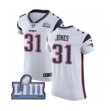 Men's Nike New England Patriots #31 Jonathan Jones White Vapor Untouchable Elite Player Super Bowl LIII Bound NFL Jersey