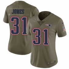 Women's Nike New England Patriots #31 Jonathan Jones Limited Olive 2017 Salute to Service NFL Jersey