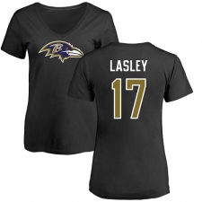 NFL Women's Nike Baltimore Ravens #17 Jordan Lasley Black Name & Number Logo T-Shirt