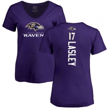 NFL Women's Nike Baltimore Ravens #17 Jordan Lasley Purple Backer T-Shirt