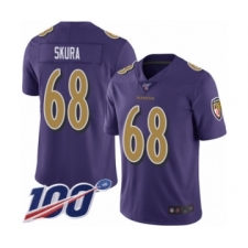 Men's Baltimore Ravens #68 Matt Skura Limited Purple Rush Vapor Untouchable 100th Season Football Jersey