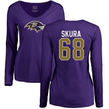 NFL Women's Nike Baltimore Ravens #68 Matt Skura Purple Name & Number Logo Long Sleeve T-Shirt